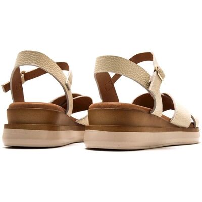mustang Sandalias de cuña de mujer en piel con pala cruzada. (38) Natural mujer mustang Sandalias de cuña de mujer en piel con pala cruzada. (38) Natural mujer