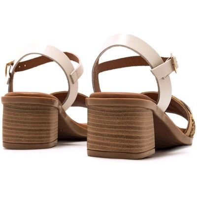 mustang Sandalias de tacón de mujer en piel y hebilla ancha. (39) Natural mujer mustang Sandalias de tacón de mujer en piel y hebilla ancha. (39) Natural mujer