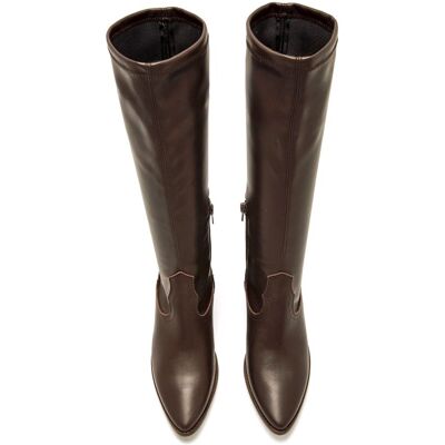 mustang Botas cowboy para mujer en piel y caña stretch. (37) Marrón oscuro mujer mustang Botas cowboy para mujer en piel y caña stretch. (37) Marrón oscuro mujer