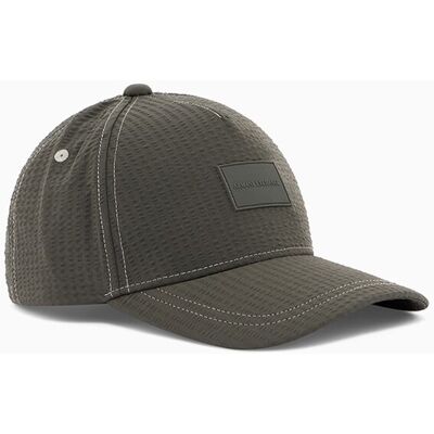 Armani - Gorra de hombre en tejido seersucker con logo. Verde militar única - única Armani - Gorra de hombre en tejido seersucker con logo. Verde militar única - única