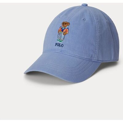 Ralph Lauren - Gorra de hombre de lino con Polo Bear. Azul porcelana única - única Ralph Lauren - Gorra de hombre de lino con Polo Bear. Azul porcelana única - única