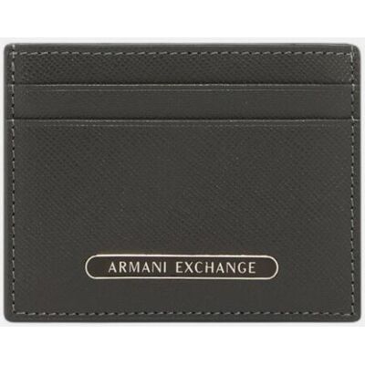 Armani - Tarjetero de hombre de piel con logo en placa.. Verde militar Armani - Tarjetero de hombre de piel con logo en placa.. Verde militar