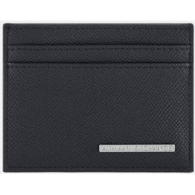 Armani - Tarjetero de hombre de piel con logo en placa. Azul marino Armani - Tarjetero de hombre de piel con logo en placa. Azul marino