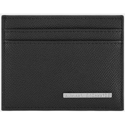 Armani - Tarjetero de hombre de piel con logo en placa. Negro Armani - Tarjetero de hombre de piel con logo en placa. Negro