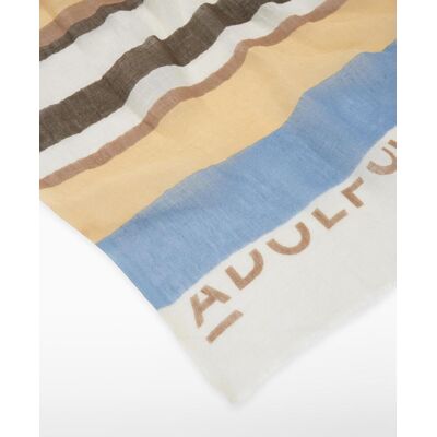 Adolfo Dominguez - Fular de hombre tipo chal de rayas en lino europeo. Azul/Beige Única Adolfo Dominguez - Fular de hombre tipo chal de rayas en lino europeo. Azul/Beige Única