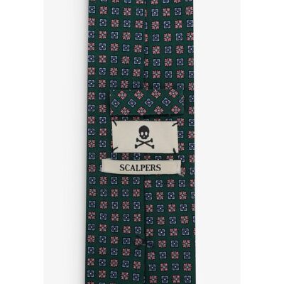 Scalpers - Corbata de hombre de seda con microestampado de flores. Verde Scalpers - Corbata de hombre de seda con microestampado de flores. Verde