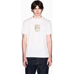 Armani - Camiseta de hombre manga corta con estampado de palmeras frontal. Blanco XL Armani - Camiseta de hombre manga corta con estampado de palmeras frontal. Blanco XL