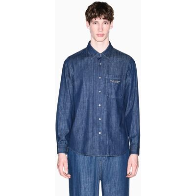 Armani - Camisa vaquera de hombre con maxi bolsillos y logo. Azul índigo M Armani - Camisa vaquera de hombre con maxi bolsillos y logo. Azul índigo M