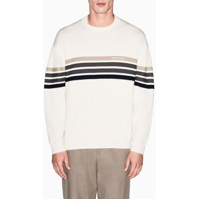 Armani - Jersey de hombre con estampado frontal y cuello redondo. Crema S Armani - Jersey de hombre con estampado frontal y cuello redondo. Crema S