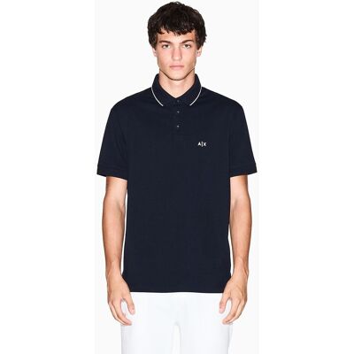 Armani - Polo en algodón elástico de hombre manga corta slim fit. Azul marino XL Armani - Polo en algodón elástico de hombre manga corta slim fit. Azul marino XL