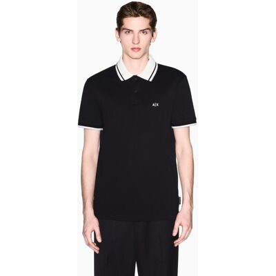 Armani - Polo de hombre manga corta con logo en el cuello. Negro S Armani - Polo de hombre manga corta con logo en el cuello. Negro S