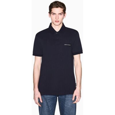 Armani - Polo piqué de hombre manga corta con logo engomado. Azul marino S Armani - Polo piqué de hombre manga corta con logo engomado. Azul marino S