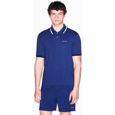 Armani - Polo piqué de hombre manga corta con cuello a contraste. Azul L Armani - Polo piqué de hombre manga corta con cuello a contraste. Azul L