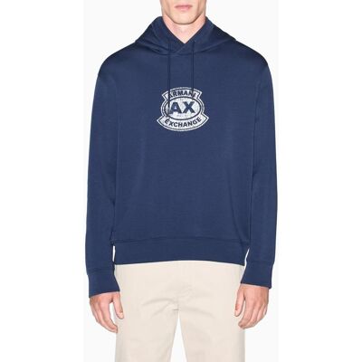 Armani - Sudadera de hombre con estampado de logo y capucha ajustable. Azul S Armani - Sudadera de hombre con estampado de logo y capucha ajustable. Azul S