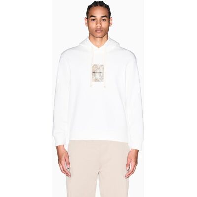 Armani - Sudadera de hombre con estampado frontal y capucha. Blanco S Armani - Sudadera de hombre con estampado frontal y capucha. Blanco S