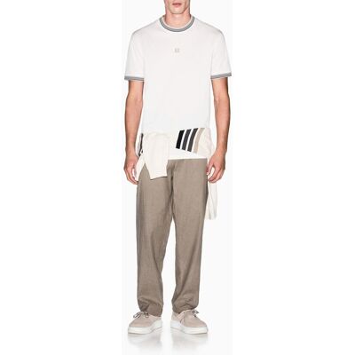 Armani - Camiseta de hombre manga corta con detalles en punto. Crema XL Armani - Camiseta de hombre manga corta con detalles en punto. Crema XL