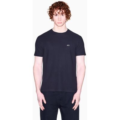 Armani - Camiseta de hombre manga corta en jacquard de algodón. Azul marino L Armani - Camiseta de hombre manga corta en jacquard de algodón. Azul marino L