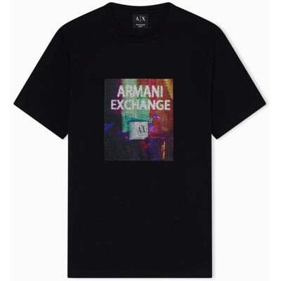 Armani - Camiseta de hombre manga corta con estampado multicolor. Negro XS Armani - Camiseta de hombre manga corta con estampado multicolor. Negro XS