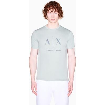 Armani - Camiseta de hombre manga corta con logo a contraste. Verde claro XS Armani - Camiseta de hombre manga corta con logo a contraste. Verde claro XS