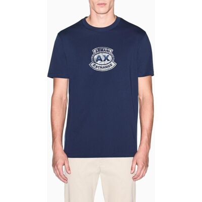 Armani - Camiseta de hombre manga corta con logo efecto desgaste. Azul M Armani - Camiseta de hombre manga corta con logo efecto desgaste. Azul M