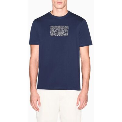 Armani - Camiseta de hombre manga corta con logo estampado en box. Azul XS Armani - Camiseta de hombre manga corta con logo estampado en box. Azul XS