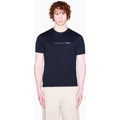 Armani - Camiseta de hombre manga corta con logo bordado degradado. Azul marino XS Armani - Camiseta de hombre manga corta con logo bordado degradado. Azul marino XS