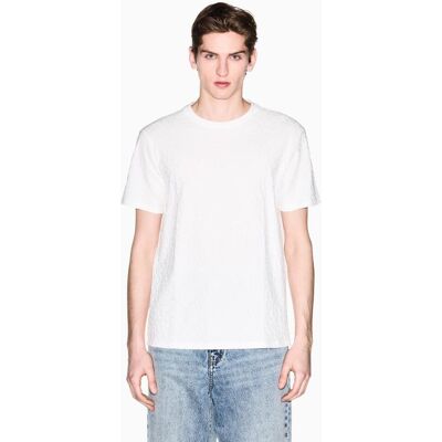 Armani - Camiseta de hombre manga corta en algodón jacquard. Blanco L Armani - Camiseta de hombre manga corta en algodón jacquard. Blanco L