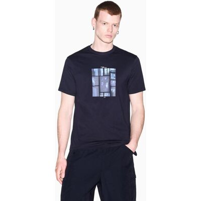 Armani - Camiseta de hombre manga corta con estampado frontal. Azul marino L Armani - Camiseta de hombre manga corta con estampado frontal. Azul marino L