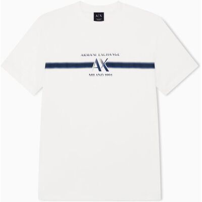 Armani - Camiseta de hombre manga corta con logo frontal. Blanco XL Armani - Camiseta de hombre manga corta con logo frontal. Blanco XL