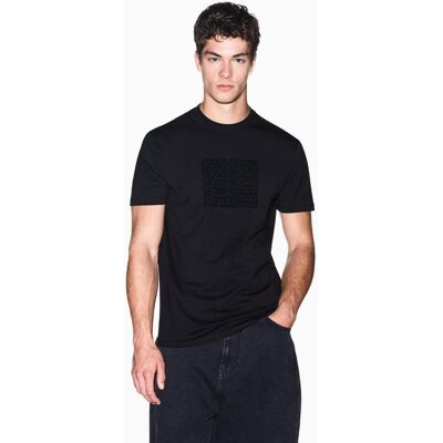 Armani - Camiseta de hombre manga corta con logo en aplicación flocada. Negro L Armani - Camiseta de hombre manga corta con logo en aplicación flocada. Negro L