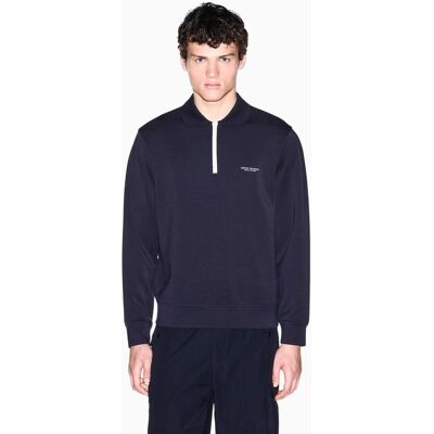 Armani - Sudadera de hombre con cuello polo y cremallera media. Azul marino S Armani - Sudadera de hombre con cuello polo y cremallera media. Azul marino S