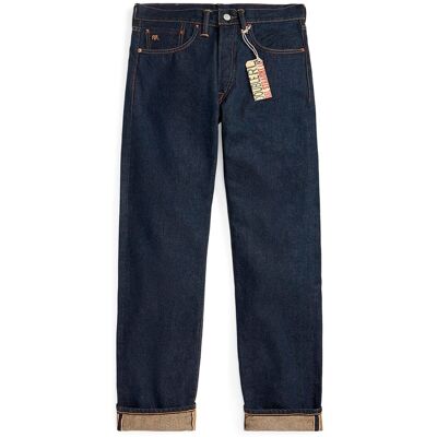 Ralph Lauren - Vaqueros de hombre lavados con orillo Straight Fit Double RL. Azul denim 38 - Largo 32 Ralph Lauren - Vaqueros de hombre lavados con orillo Straight Fit Double RL. Azul denim 38 - Largo 32