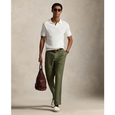 Ralph Lauren - Pantalón chino de hombre de lino y algodón Slim Fit. Musgo 36 - Largo 32 Ralph Lauren - Pantalón chino de hombre de lino y algodón Slim Fit. Musgo 36 - Largo 32