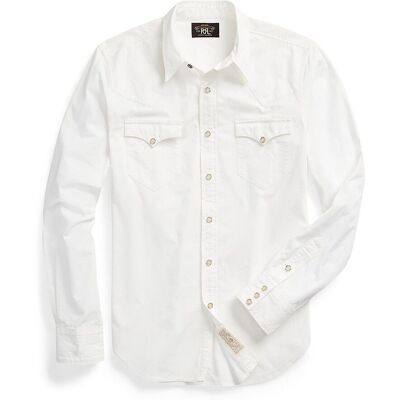 Ralph Lauren - Camisa de hombre de popelina Slim Fit Double RL. Blanco M Ralph Lauren - Camisa de hombre de popelina Slim Fit Double RL. Blanco M