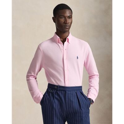 Ralph Lauren - Camisa de hombre de piqué ultraligera. Rosa claro L Ralph Lauren - Camisa de hombre de piqué ultraligera. Rosa claro L