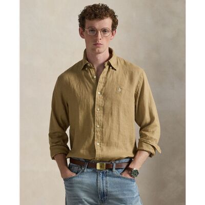 Ralph Lauren - Camisa de hombre de lino Classic fit. Marrón L Ralph Lauren - Camisa de hombre de lino Classic fit. Marrón L