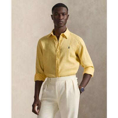 Ralph Lauren - Camisa de hombre de lino Classic fit. Amarillo L Ralph Lauren - Camisa de hombre de lino Classic fit. Amarillo L