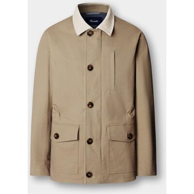 FACONNABLE - Chaqueta de campo de hombre en sarga con cuello de pana.. Beige XXL FACONNABLE - Chaqueta de campo de hombre en sarga con cuello de pana.. Beige XXL