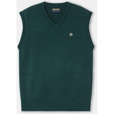 Altonadock - Chaleco de punto con cuello de pico. Verde oscuro L Altonadock - Chaleco de punto con cuello de pico. Verde oscuro L