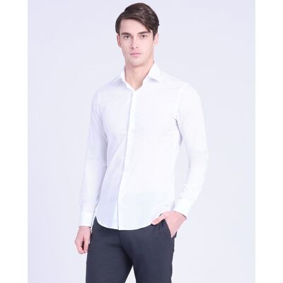 Calvin Klein - Camisa de Vestir Hombre fit slim en popelín. Blanco 40 Calvin Klein - Camisa de Vestir Hombre fit slim en popelín. Blanco 40