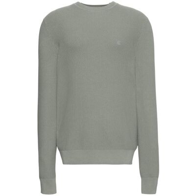 Calvin Klein - Jersey Hombre de algodón texturizado con cuello redondo. Gris M Calvin Klein - Jersey Hombre de algodón texturizado con cuello redondo. Gris M