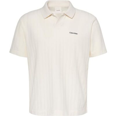 Calvin Klein - Polo Hombre manga corta texturizado. Blanco M Calvin Klein - Polo Hombre manga corta texturizado. Blanco M