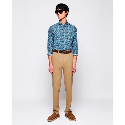 Mirto - Pantalón hombre regular chino algodón strech liso. Beige 48 - Largo 3 Regular Mirto - Pantalón hombre regular chino algodón strech liso. Beige 48 - Largo 3 Regular