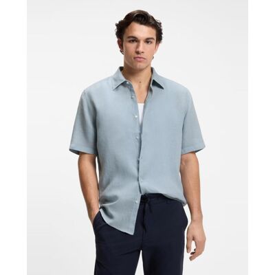 Boss - Camisa manga corta de hombre en lino tallas grandes. Azul 9 Boss - Camisa manga corta de hombre en lino tallas grandes. Azul 9