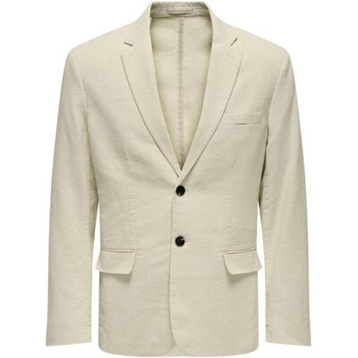 Only & Sons - Chaqueta blazer de hombre slim fit Compuesto de algodón y lino. Beige 48 Only & Sons - Chaqueta blazer de hombre slim fit Compuesto de algodón y lino. Beige 48