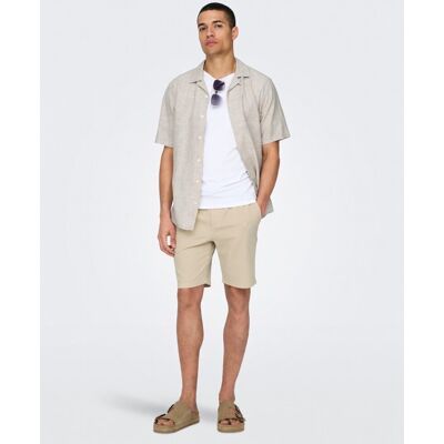 Only & Sons - Pantalón bermuda de hombre de lino. Beige S Only & Sons - Pantalón bermuda de hombre de lino. Beige S