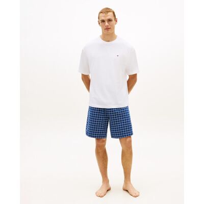 Tommy Hilfiger - Conjunto de pijama de punto con camiseta lisa y pantalón estampado de hombre. Blanco L Tommy Hilfiger - Conjunto de pijama de punto con camiseta lisa y pantalón estampado de hombre. Blanco L