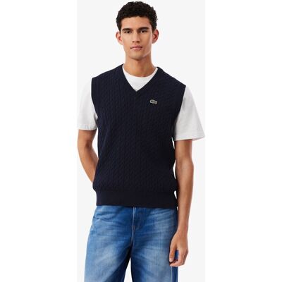 Lacoste - Chaleco de hombre de punto con motivo de ochos. Negro S Lacoste - Chaleco de hombre de punto con motivo de ochos. Negro S