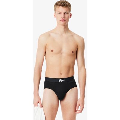 Lacoste - Pack de hombre de 3 slips de punto jersey elástico. Negro S Lacoste - Pack de hombre de 3 slips de punto jersey elástico. Negro S