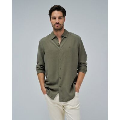 Salsa Jeans - Camisa de hombre en denim ligero. Verde Oliva S Salsa Jeans - Camisa de hombre en denim ligero. Verde Oliva S